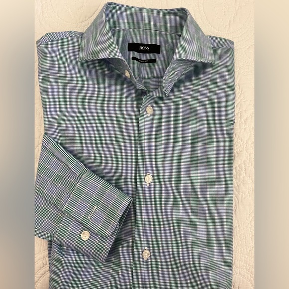 EUC Hugo Boss "Mark US" Plaid Sharp Fit Dress Shirt- Size: 15 32/33 - Picture 3 of 8